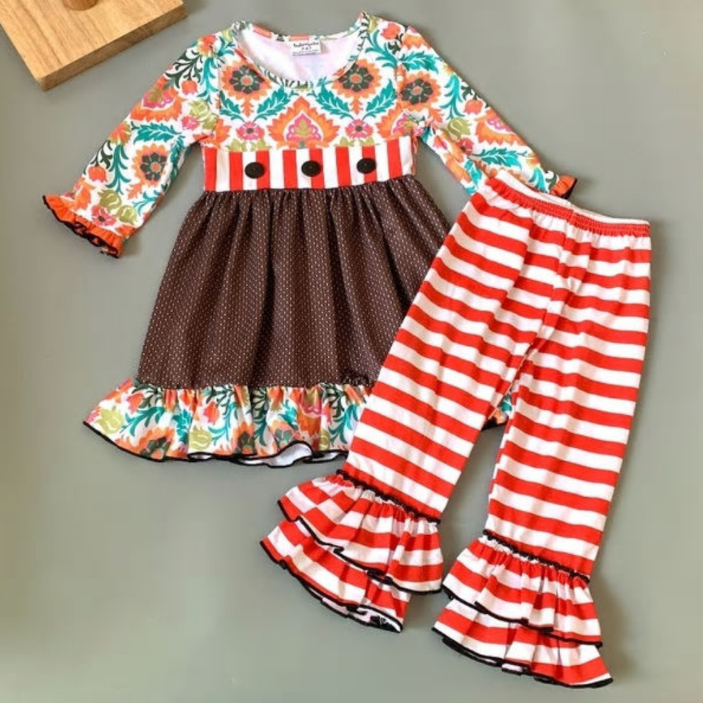 Boutique Orange Dress Ruffle Leggings Outfit